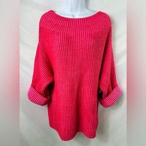 FREE PEOPLE Hot Pink Sweater Tunic Medium Barbie girl pink!💖 Thick & Cozy!